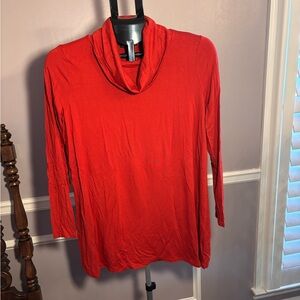 Eileen Fisher Red Cowl Neck Long Sleeve Tunic
